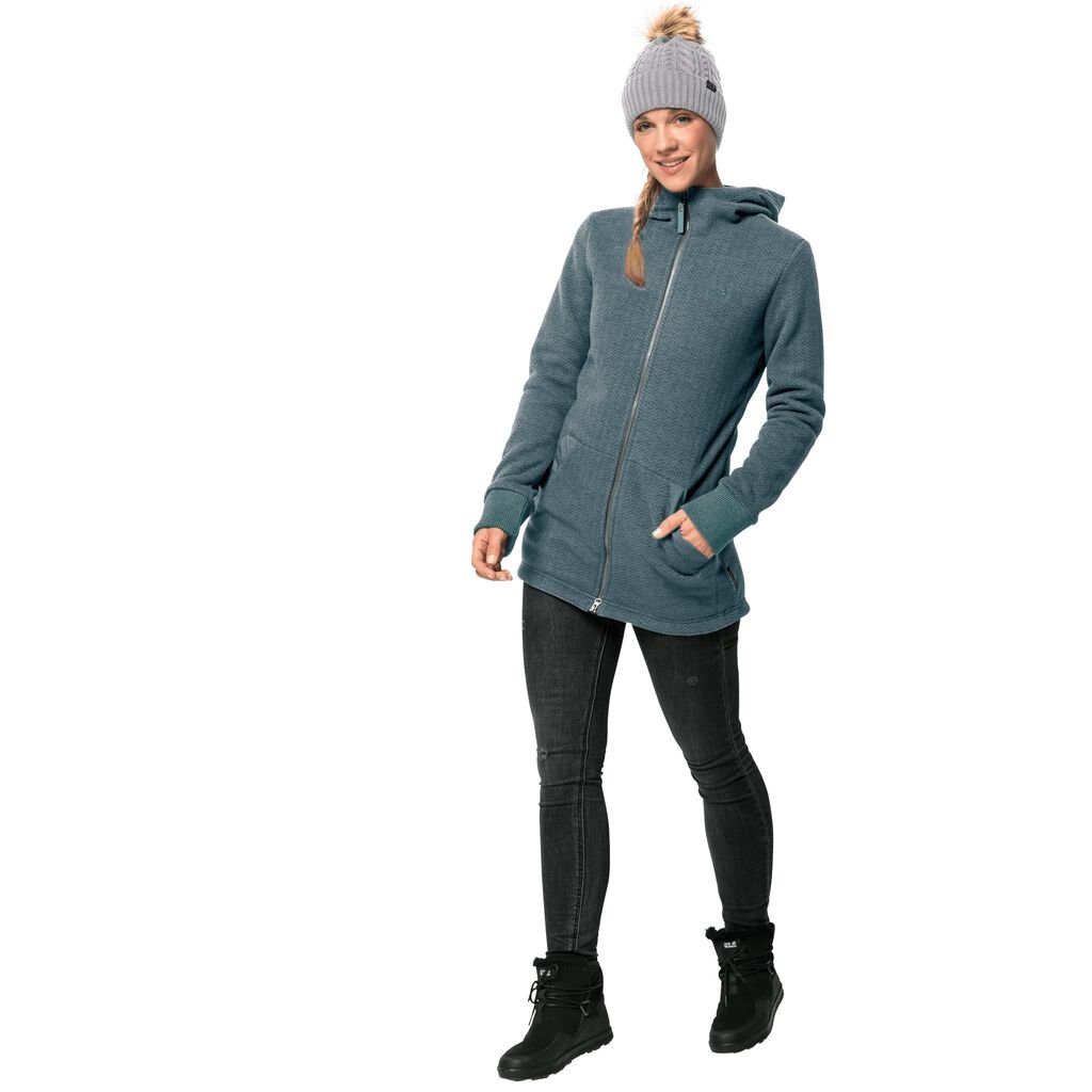 Jack Wolfskin PATAN LONG Női Fleece Kabát Világos Zöld - VMRBEJ-640